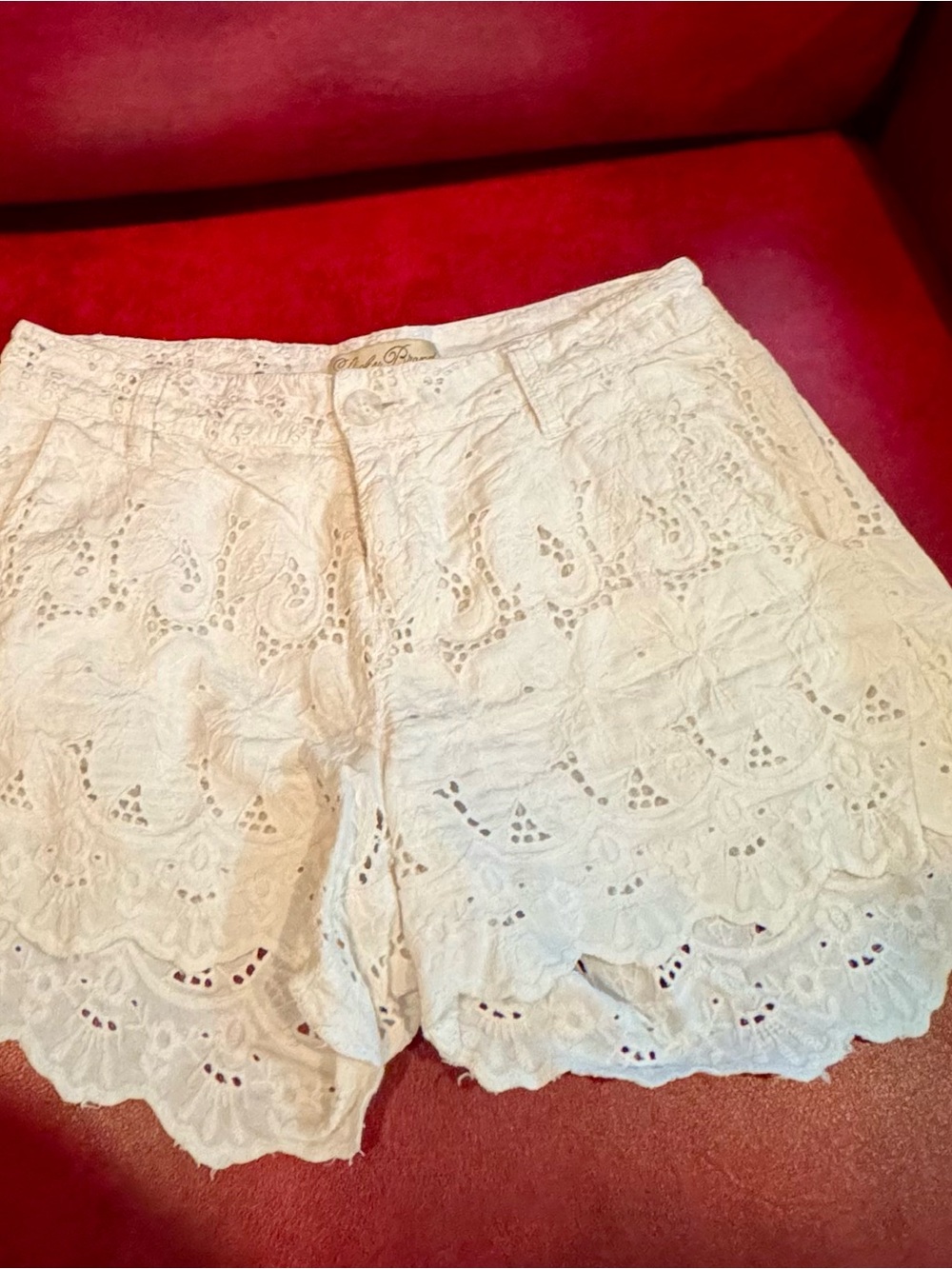 Lucky Brand White Eyelet High-Waist Shorts